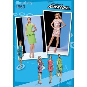 Simplicity Sewing Pattern 0268 1650 Project Runway Dress 2 Lengths Peplum‎ 4-12